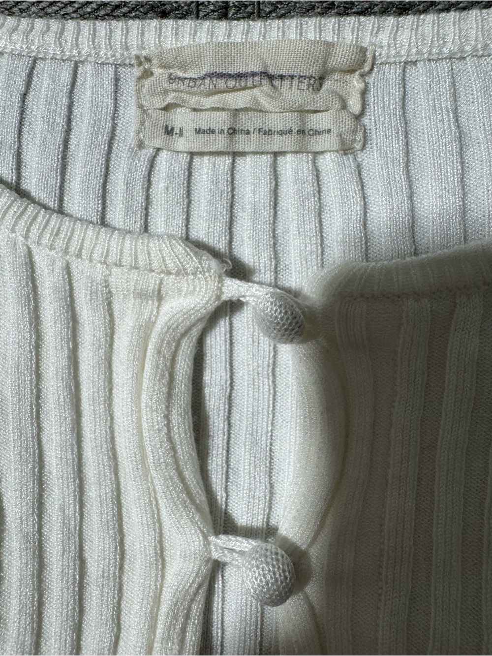 Urban Outfitters Cream Ribbed Button-Loop Knit Cardigan - Picture 4 of 5